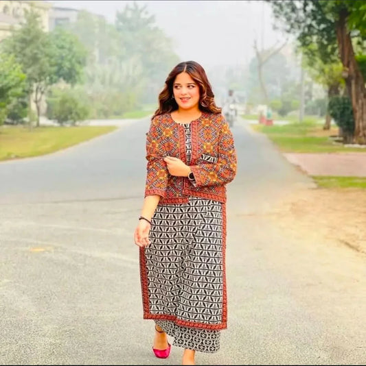 SAPPHIRE -3PC KARANDI Bana Dori Printed Shirt With Printed Duppta -SAF 5066