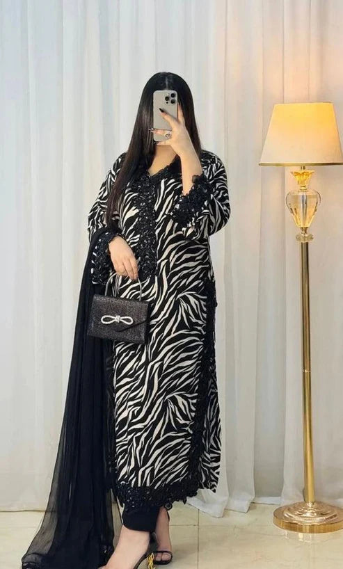 SAPPHIRE -3PC KARANDI Bana Dori Printed Shirt With Printed Duppta -SAF 5050